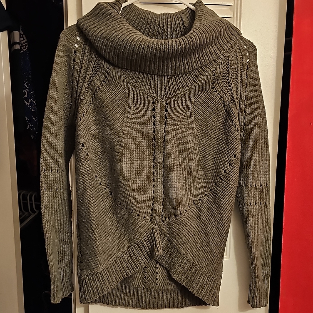 Ann Taylor LOFT Olive Cowl Neck Sweater